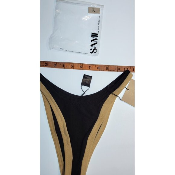 SAME Los Angeles Bottom Swim  Womens High Rise Solid Size Small Faux Suede BLack - Picture 4 of 7